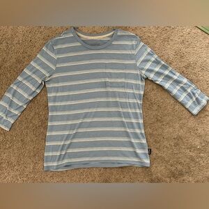 Patagonia Medium 3/4 Sleeve Blue Striped Shirt